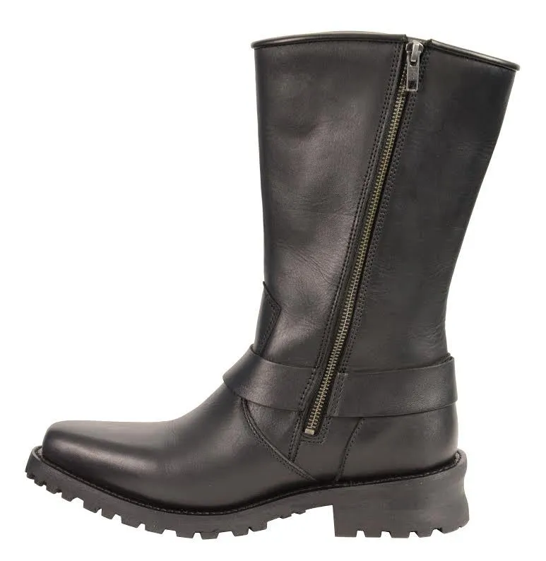 Men's Motorcycle Waterproof J Toe Harness Leather boot with Lacing