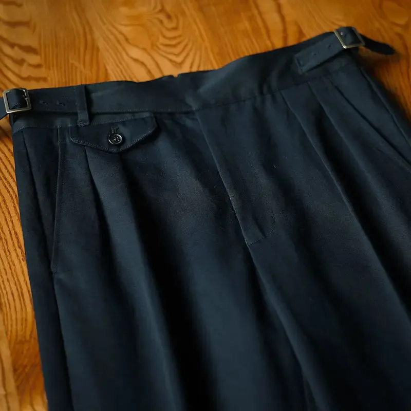Men's Retro Loose Straight Cotton Trousers - Fashion Solid Color Business Casual Pants