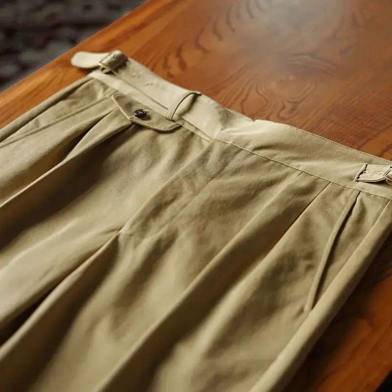 Men's Retro Loose Straight Cotton Trousers - Fashion Solid Color Business Casual Pants