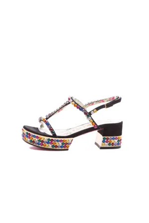 Mira Crystal Platform Sandals - Size 35.5