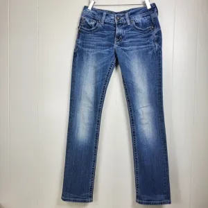 Miss Me JE604878R straight leg beeded studded rhinestone jeans size 28