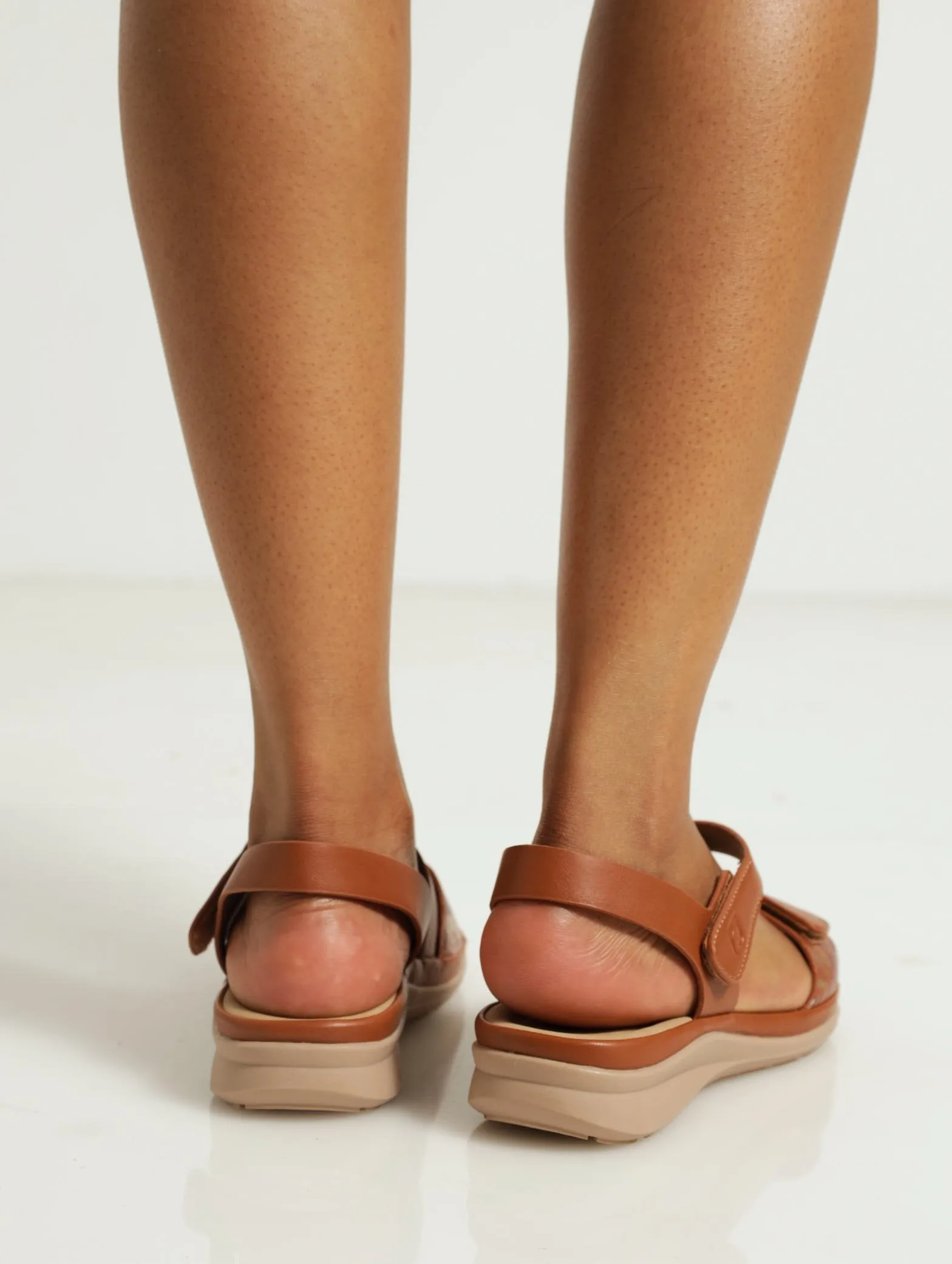 Multi Velcro Strap Comfort Sandal - Tan