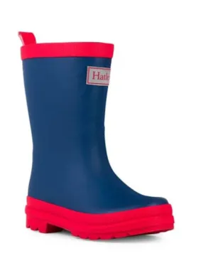 Navy and Red Rain Boots