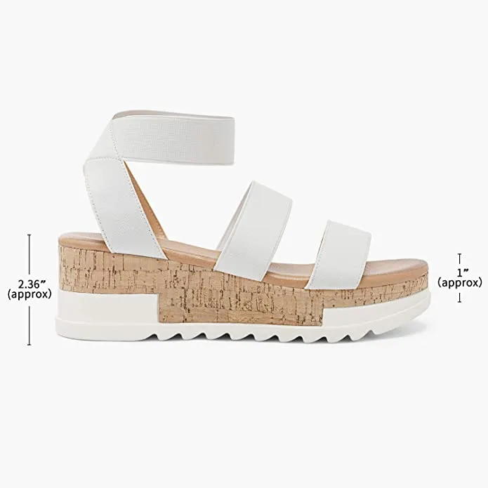 New in box! DREAM PAIRS Women's Open Toe Ankle Strap Casual Flatform Platform Sandals, white, Sz 11!