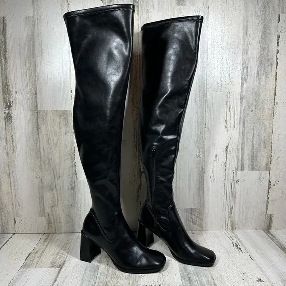 NEW Open Edit Briar Black Over the Knee Boots #1350