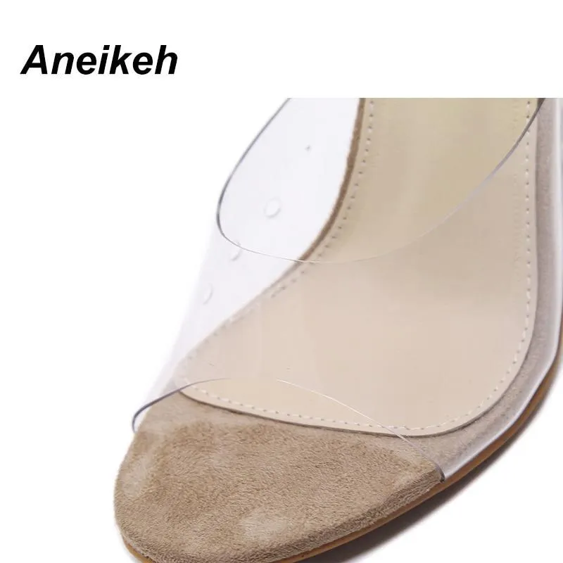 New Women Sandals PVC Crystal Heel Transparent Women Sexy Clear High Heels Sandals