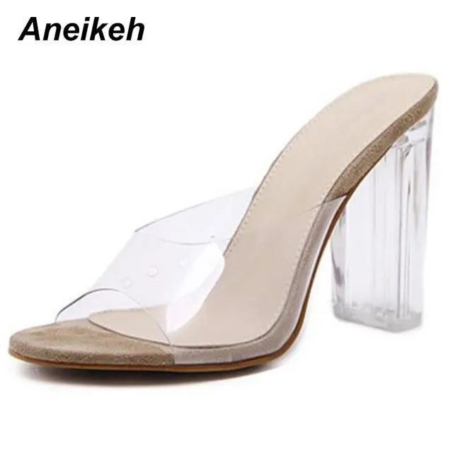 New Women Sandals PVC Crystal Heel Transparent Women Sexy Clear High Heels Sandals