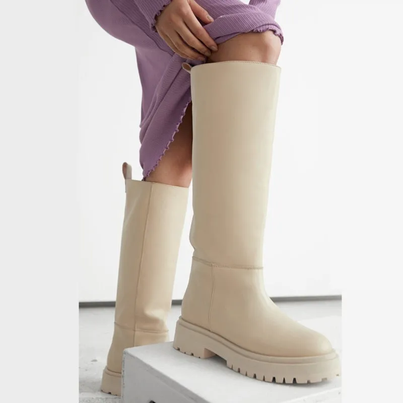 NWinter Straight boots Ladies Knee High Boots Fashion Platform Shoes