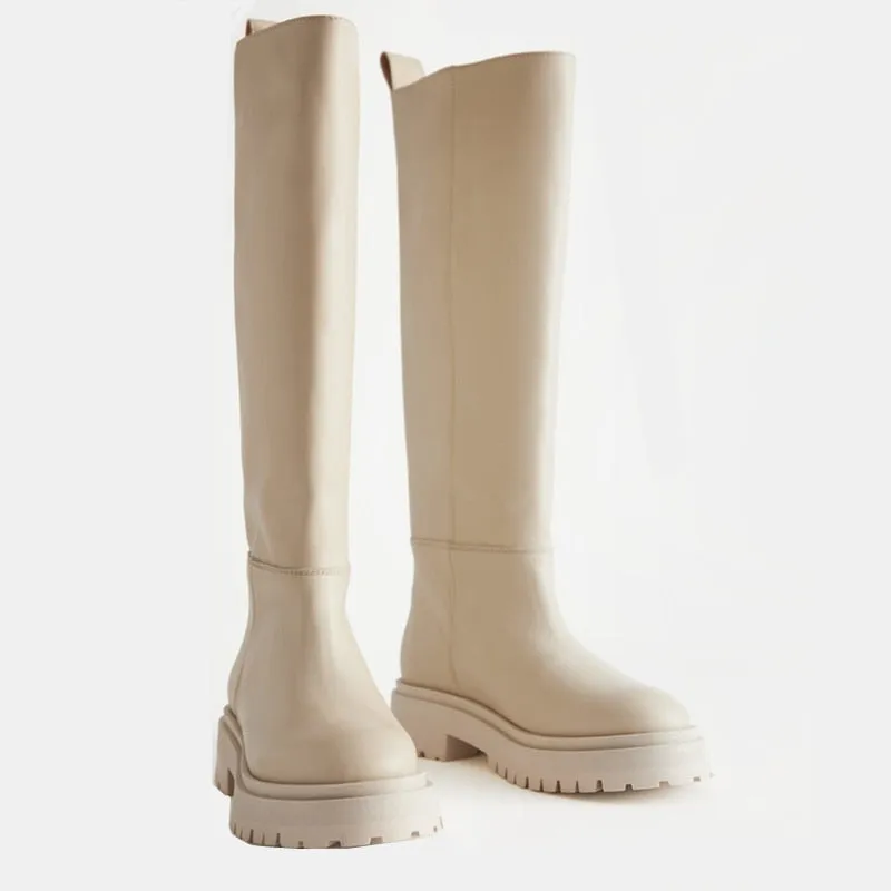 NWinter Straight boots Ladies Knee High Boots Fashion Platform Shoes