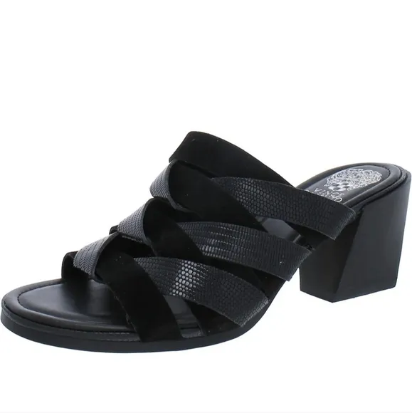 NWOT Vince Camuto DelJesta Strappy Heeled Sandals in Black Sz.10