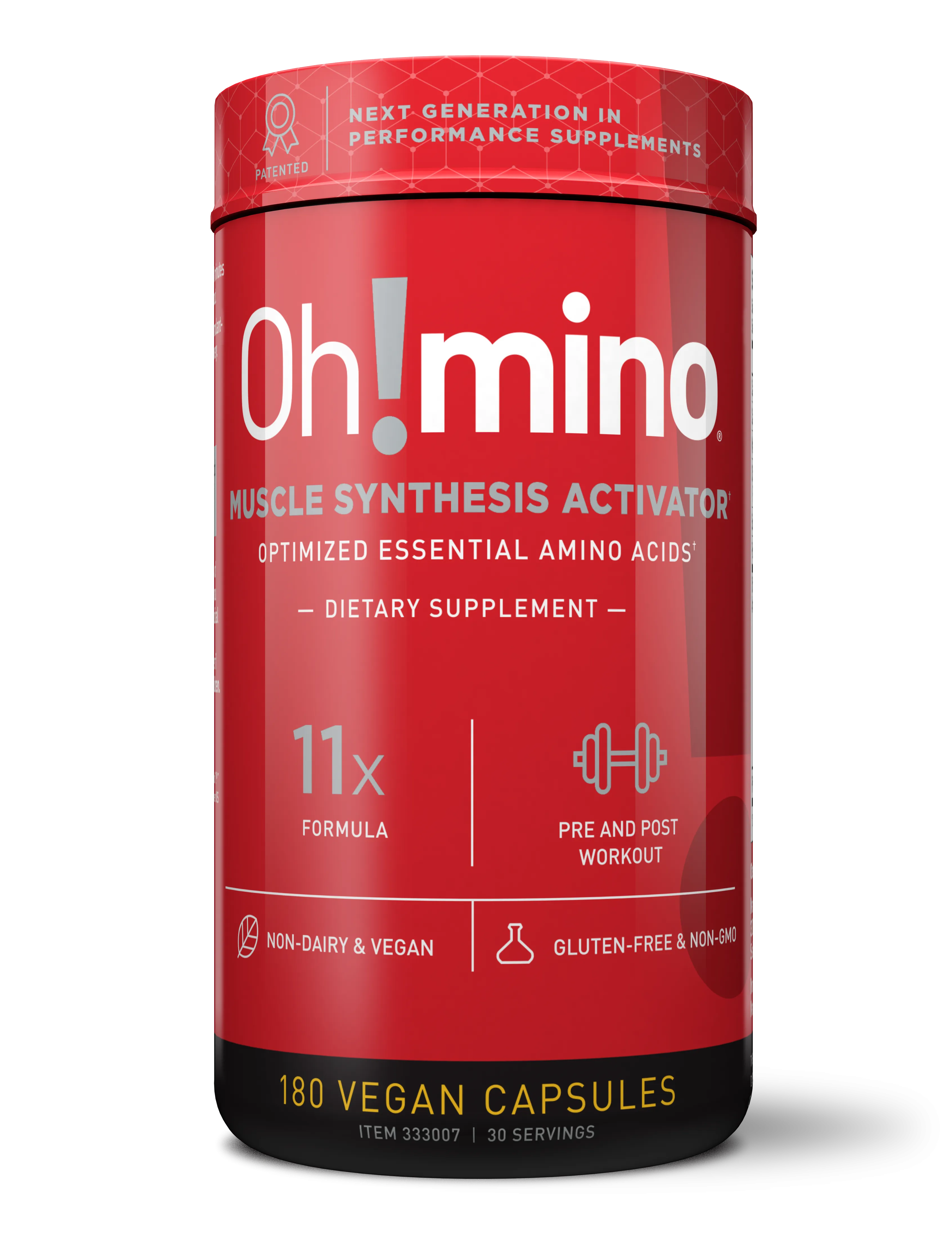 Oh!mino® Muscle Synthesis Activator - Caffeinated Vegan Capsules 180 ct BFF Access