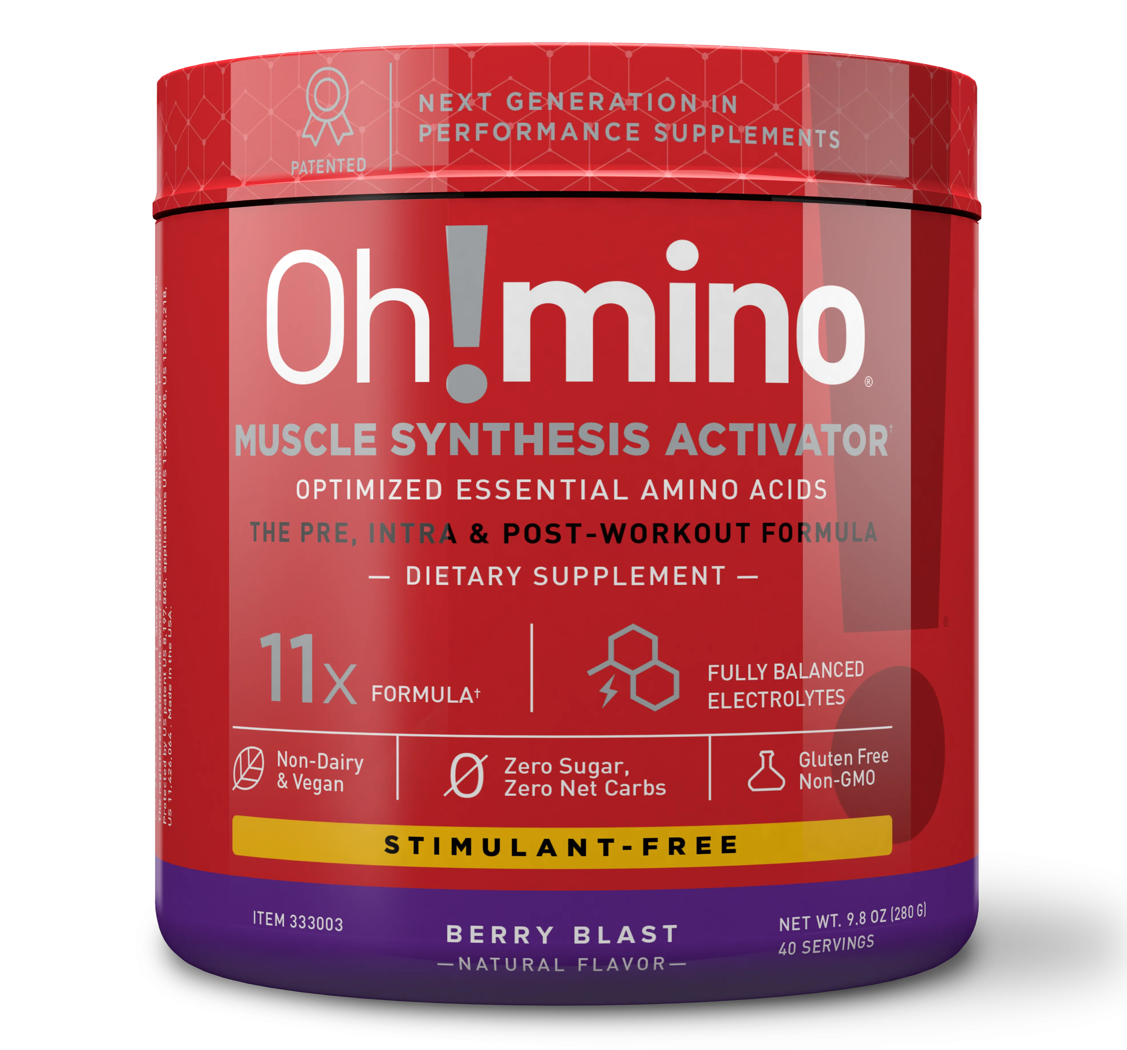 Oh!mino® Muscle Synthesis Activator†  – Stimulant-Free Berry Blast Flavor!