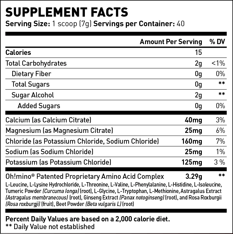 Oh!mino® Muscle Synthesis Activator - Tropical Splash Stimulant-Free 40 BFF Service