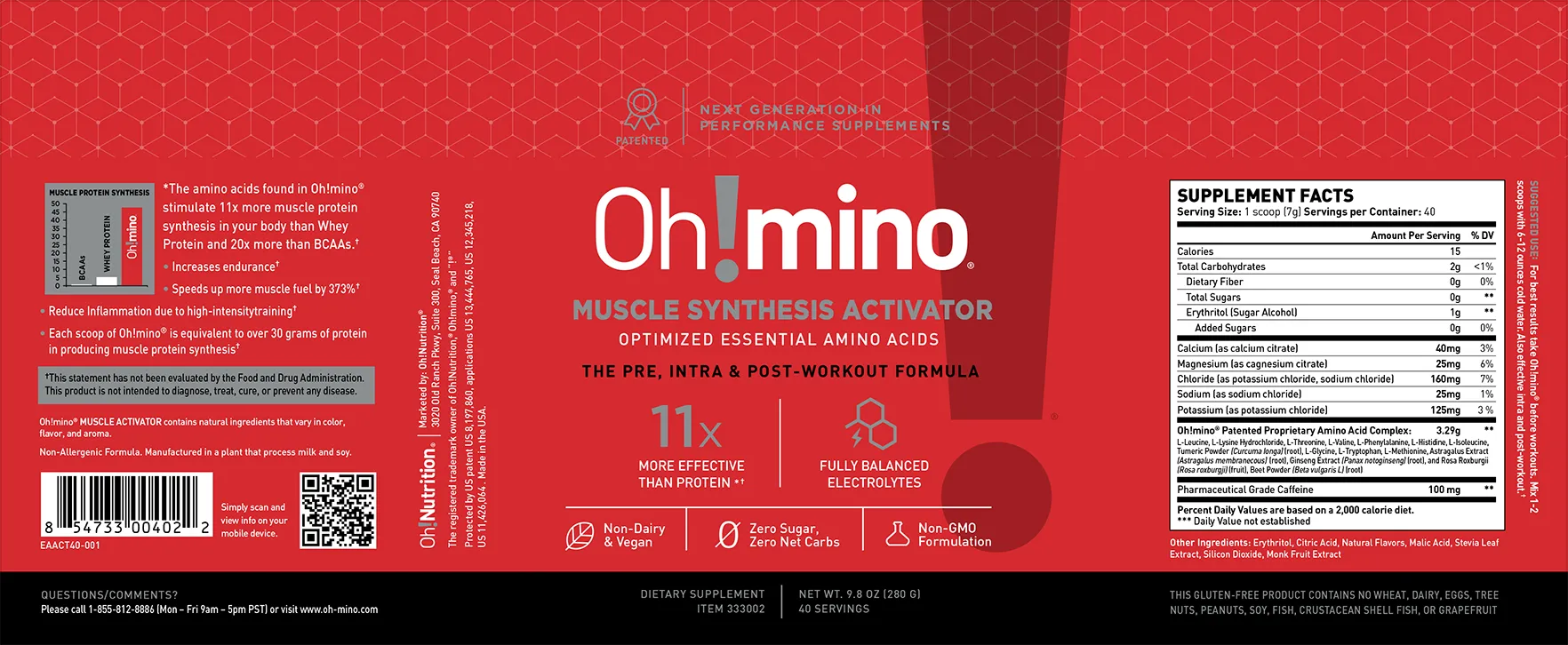 Oh!mino® Muscle Synthesis Activator†  – With Caffeine Tropical Splash