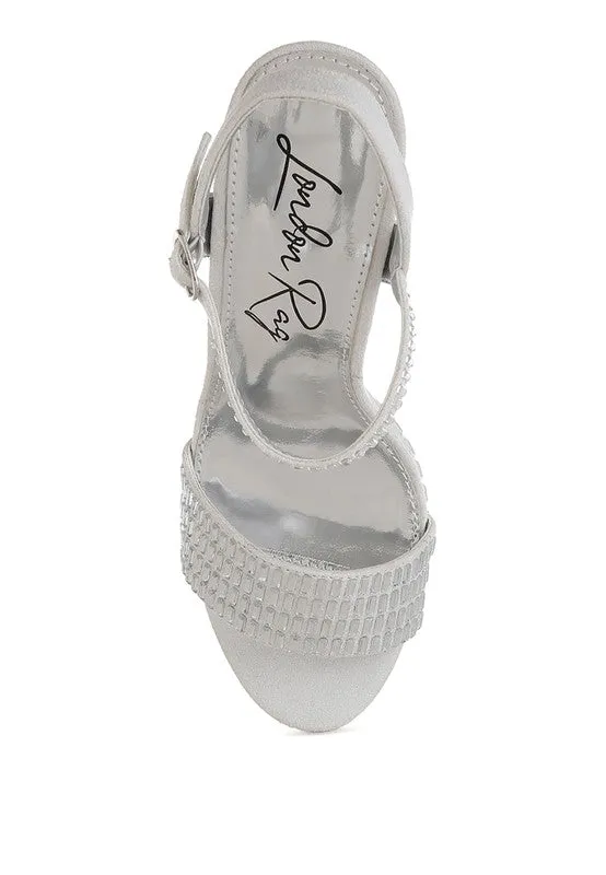 Ortage Rhinestones Embellished High Block Heels