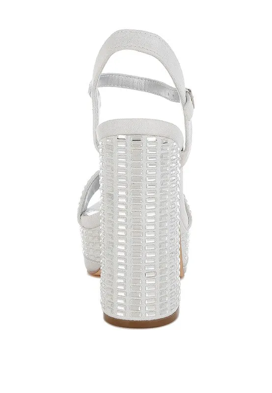 Ortage Rhinestones Embellished High Block Heels
