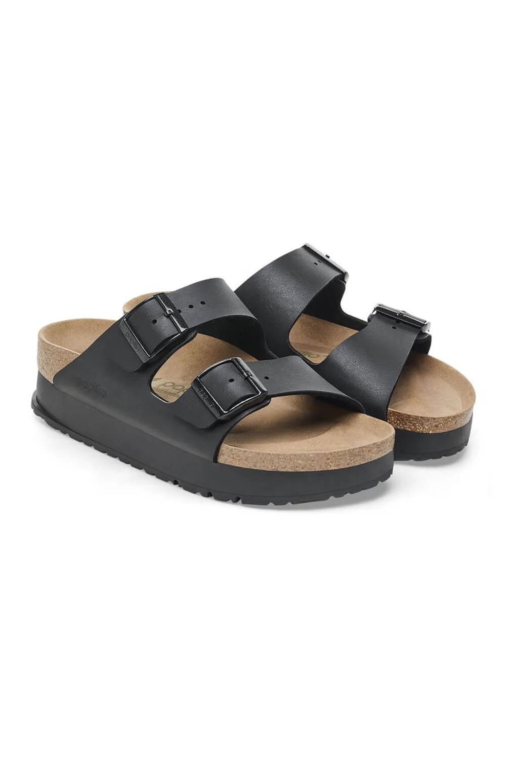 Papillio by Birkenstock Arizona Flex Platform Vegan Birko-Flor Sandals for Women in Black | 1027395