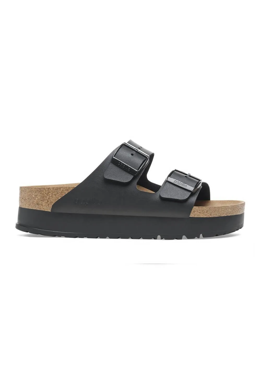 Papillio by Birkenstock Arizona Flex Platform Vegan Birko-Flor Sandals for Women in Black | 1027395