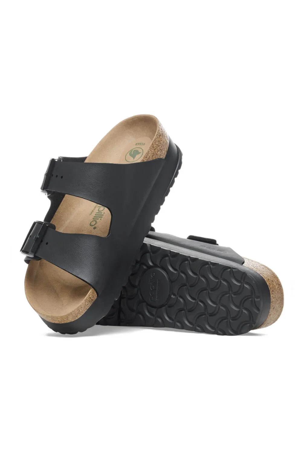Papillio by Birkenstock Arizona Flex Platform Vegan Birko-Flor Sandals for Women in Black | 1027395