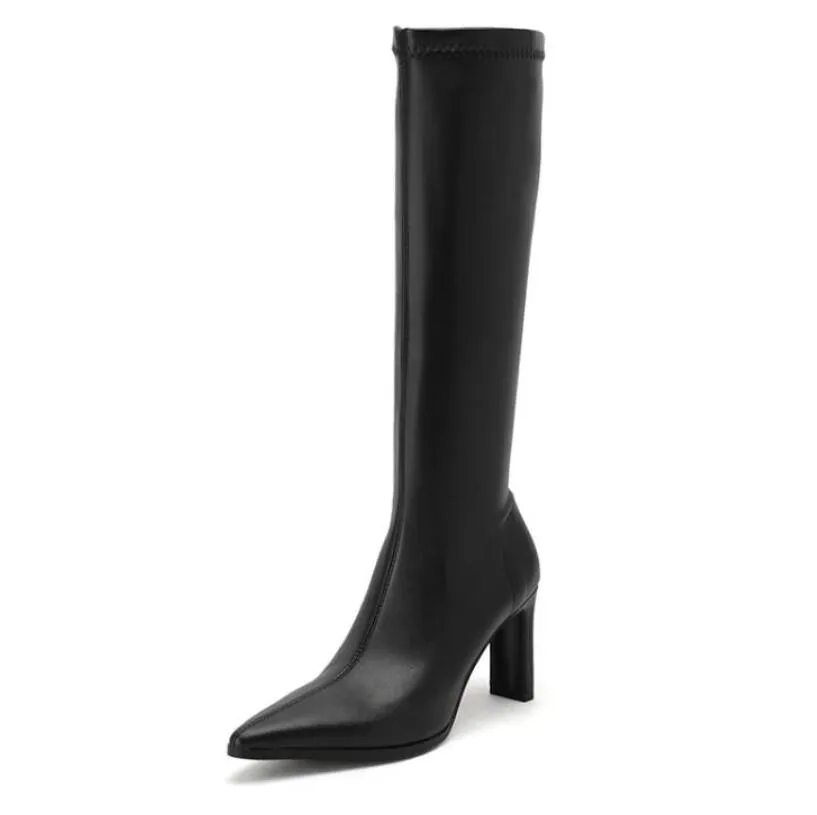 Petite Feet Pointy Side Zipper Under Knee Boots AP110