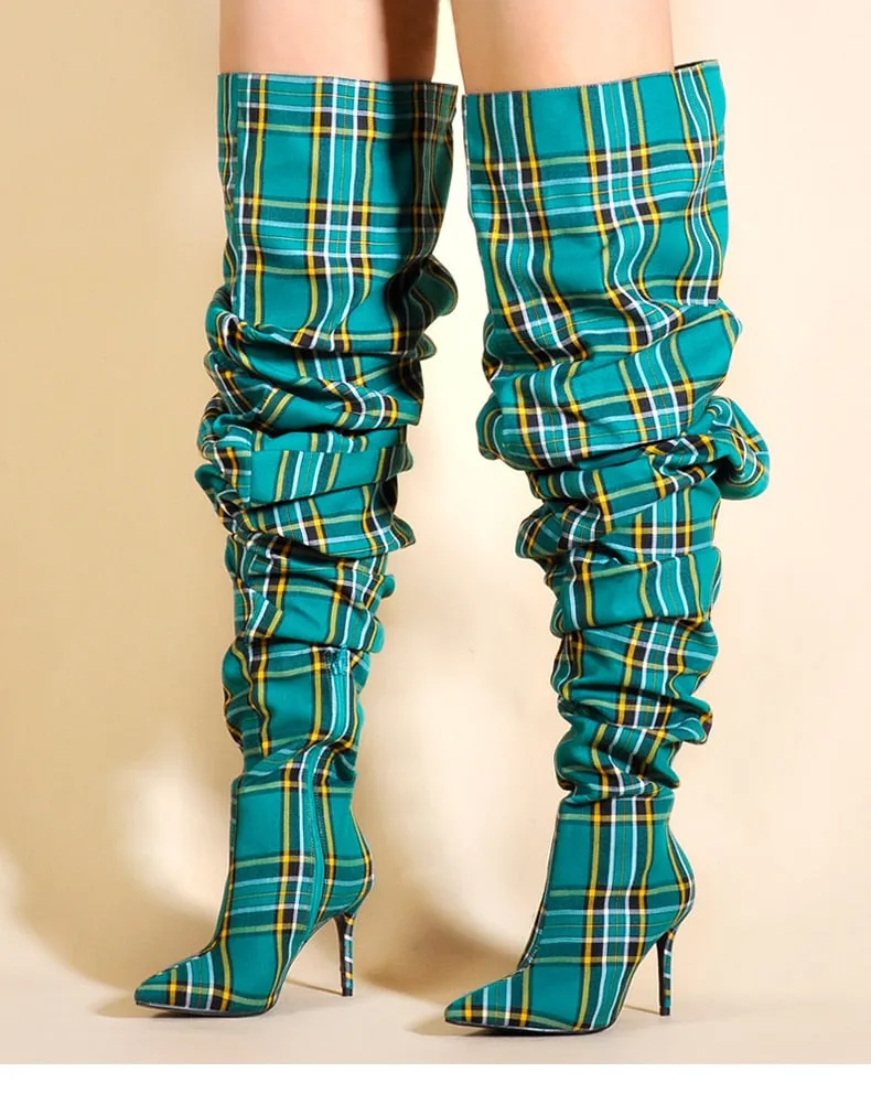 Plaid Boots (Green)