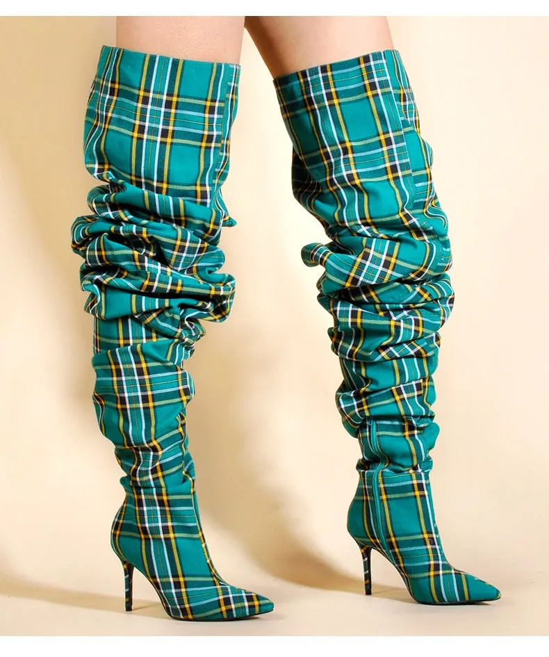 Plaid Boots (Green)