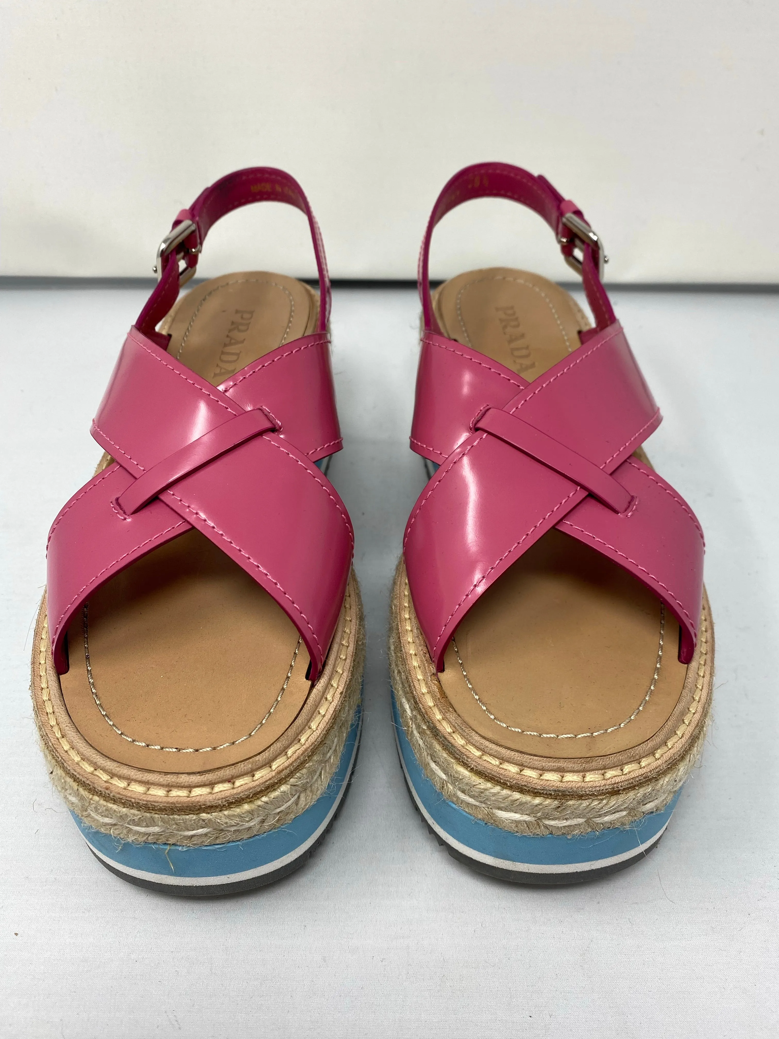 PRADA Foam Platform Pink Leather Sandals