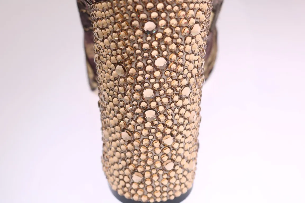 Purple Gold Jacquard Crystal Boots