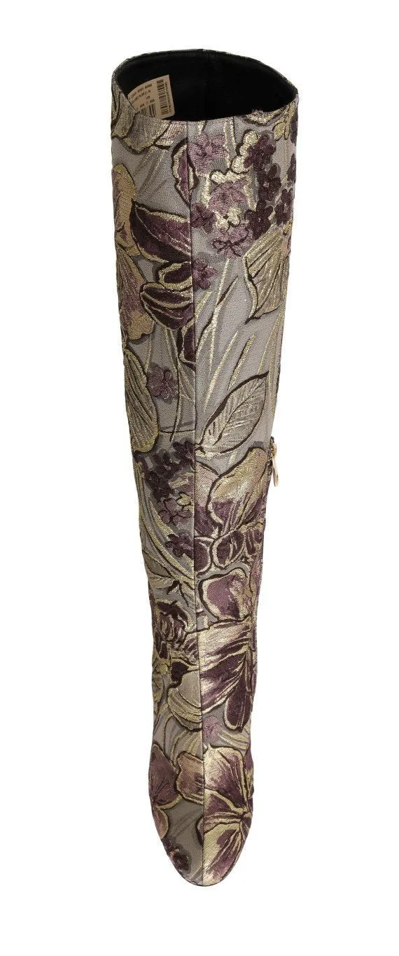 Purple Gold Jacquard Crystal Boots