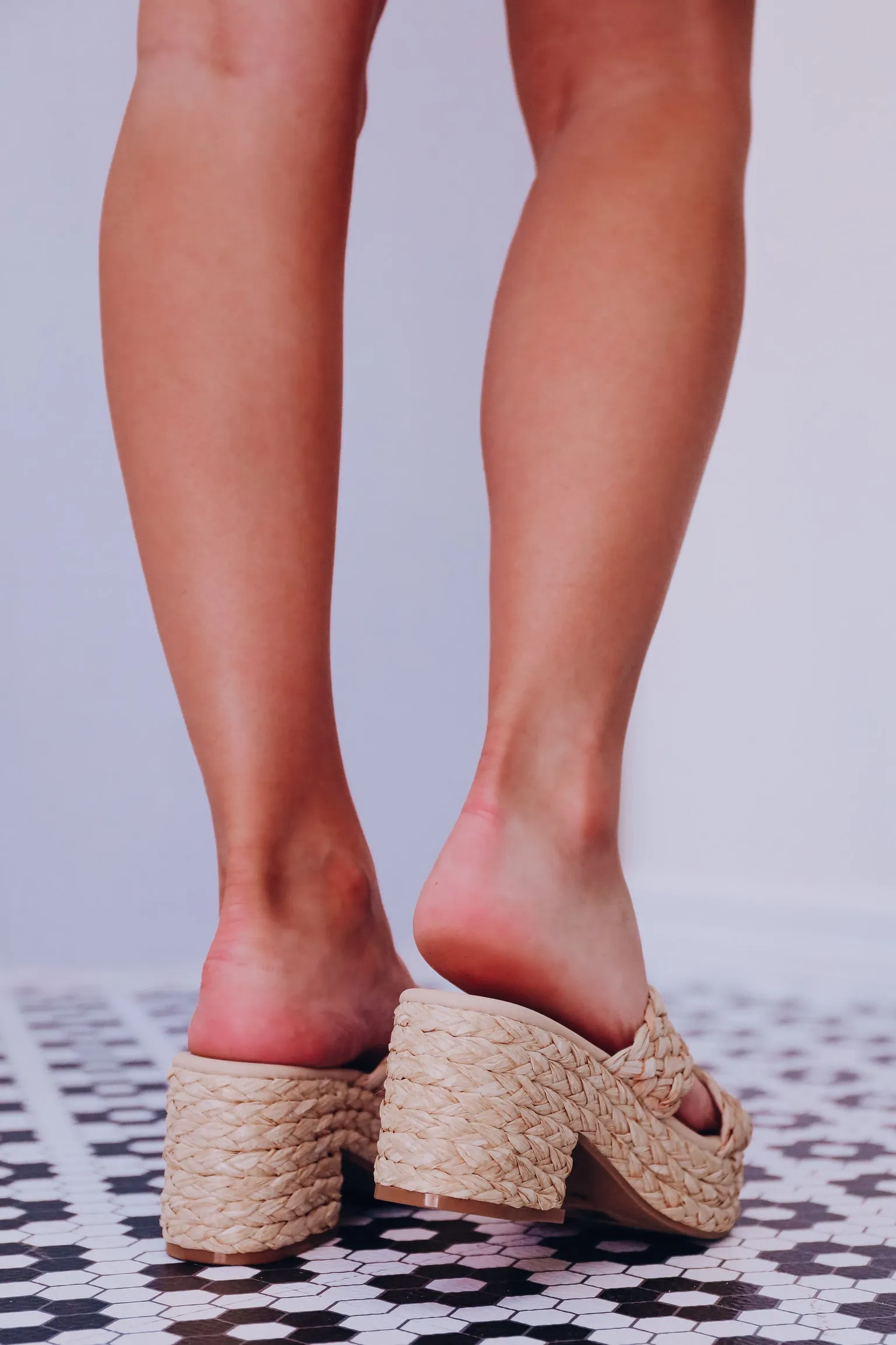 Raffia Braided Platform Sandal - Natural