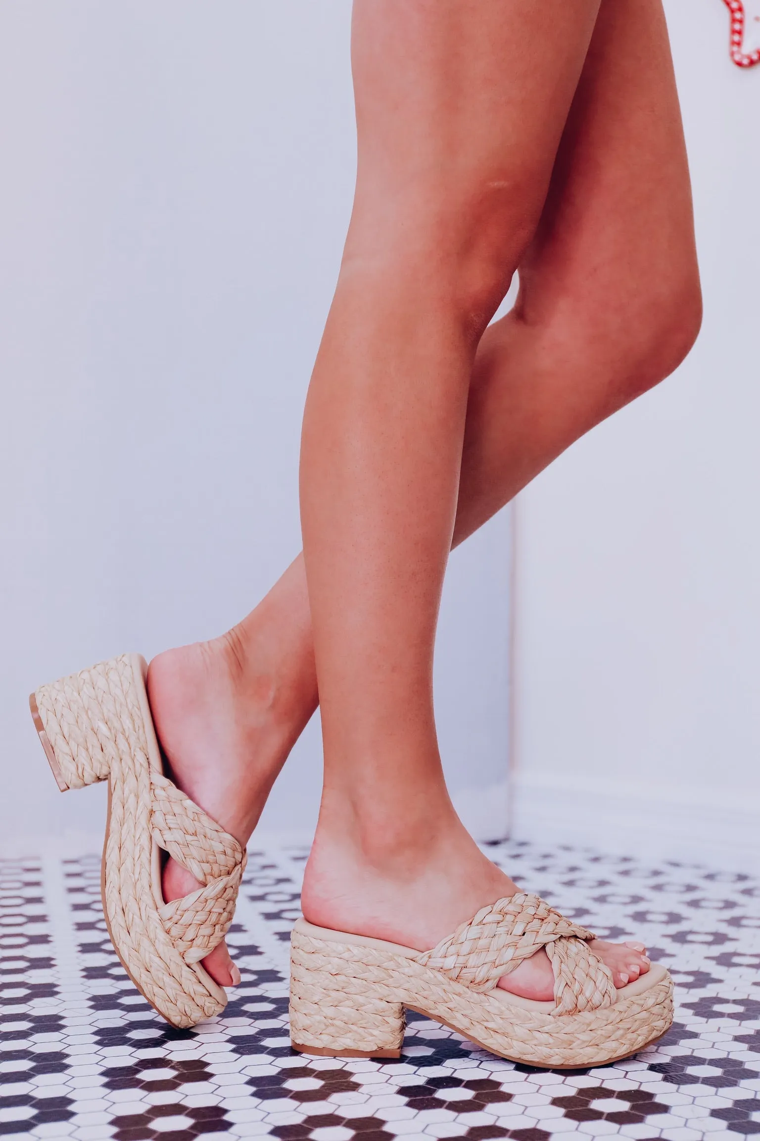 Raffia Braided Platform Sandal - Natural