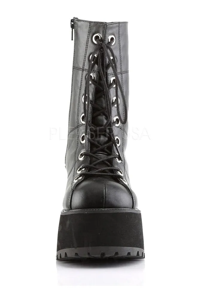 RANGER-301 Demonia Knee Boot | Black Faux Leather