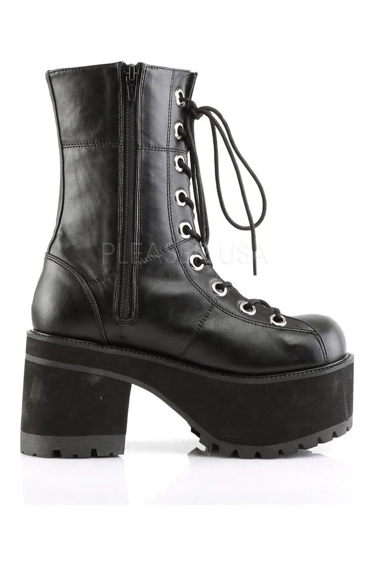 RANGER-301 Demonia Knee Boot | Black Faux Leather