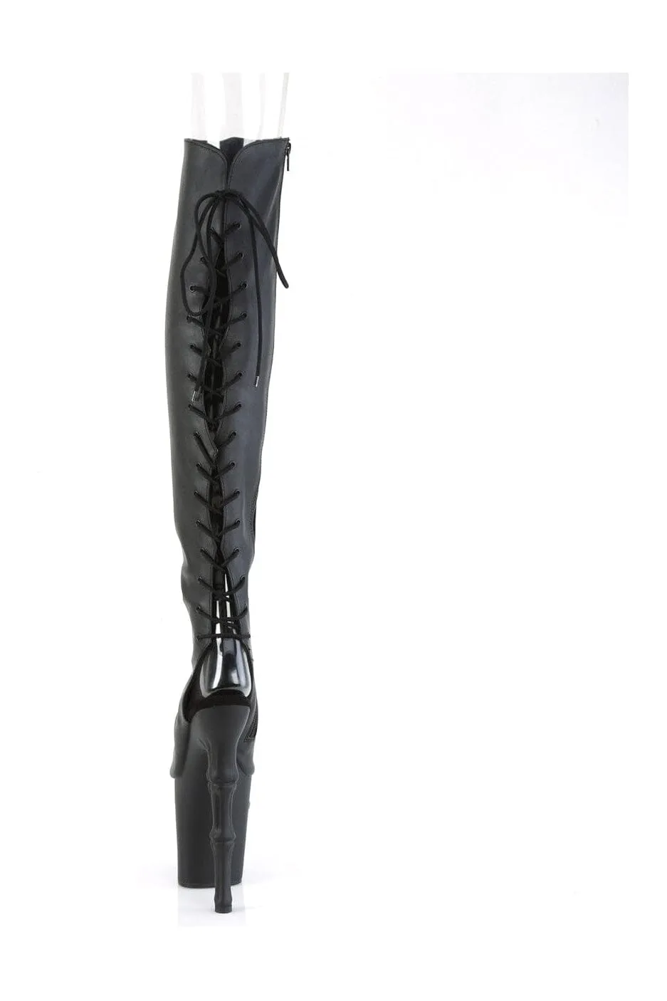 RAPTURE-3019 Black Faux Leather Knee Boot