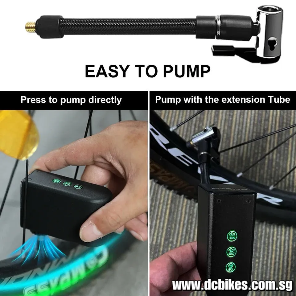 Rechargeable Toptrek Mini Electric Air Pump Portable 1260mAh 100psi Bicycle Pump Inflator Presta Schrader Valve Road MTB Bike Motorcycle Pump
