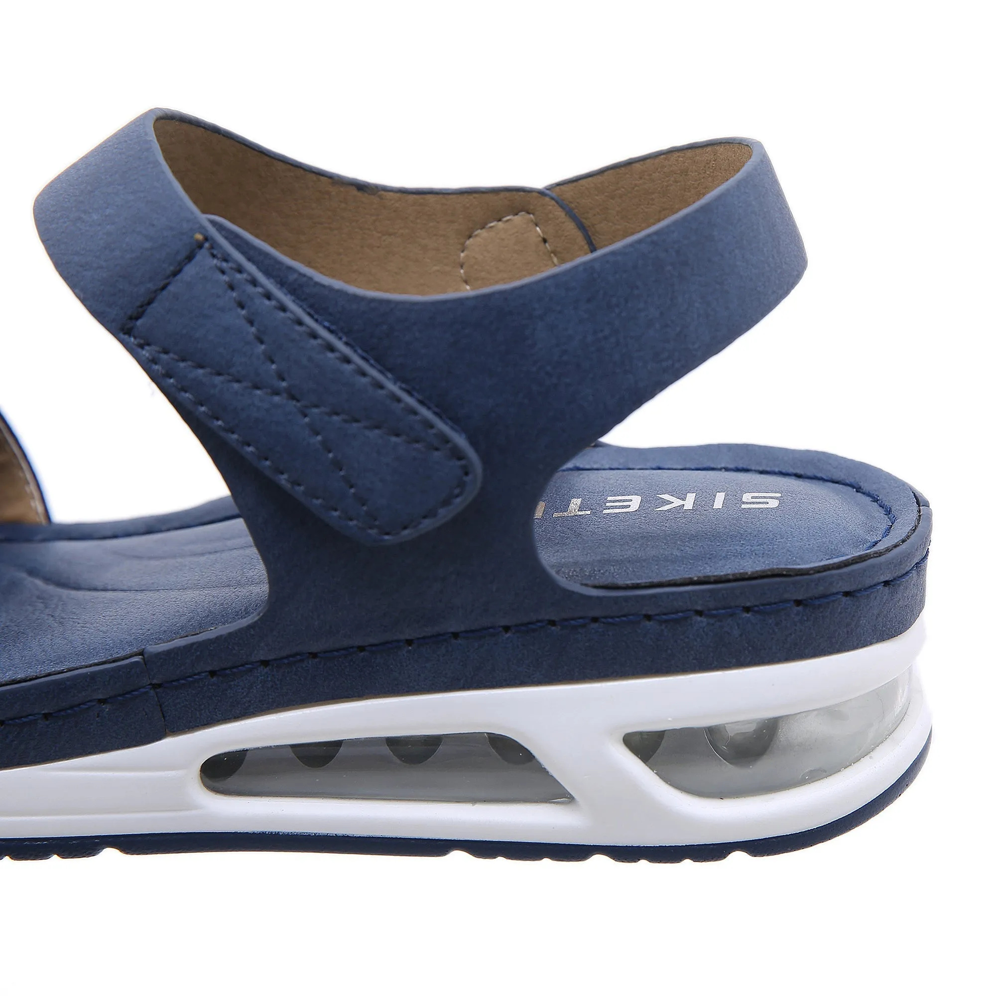 Rhinestone Strap Air Pad Sole Sandal - Navy