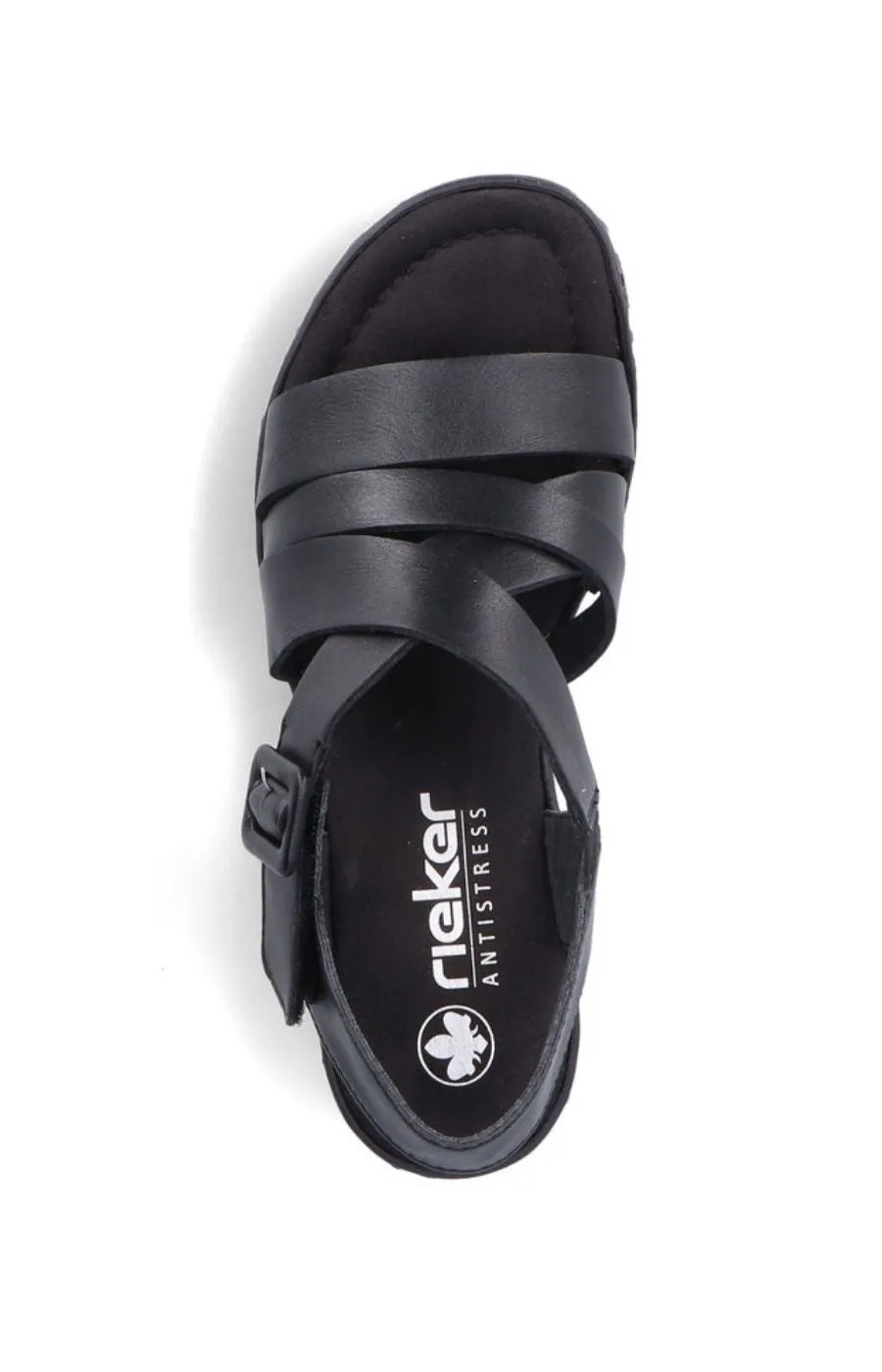Rieker Wedge Sandal in Black