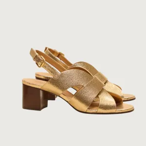 Rivecour N°551 Gold Leather Heeled Sandals