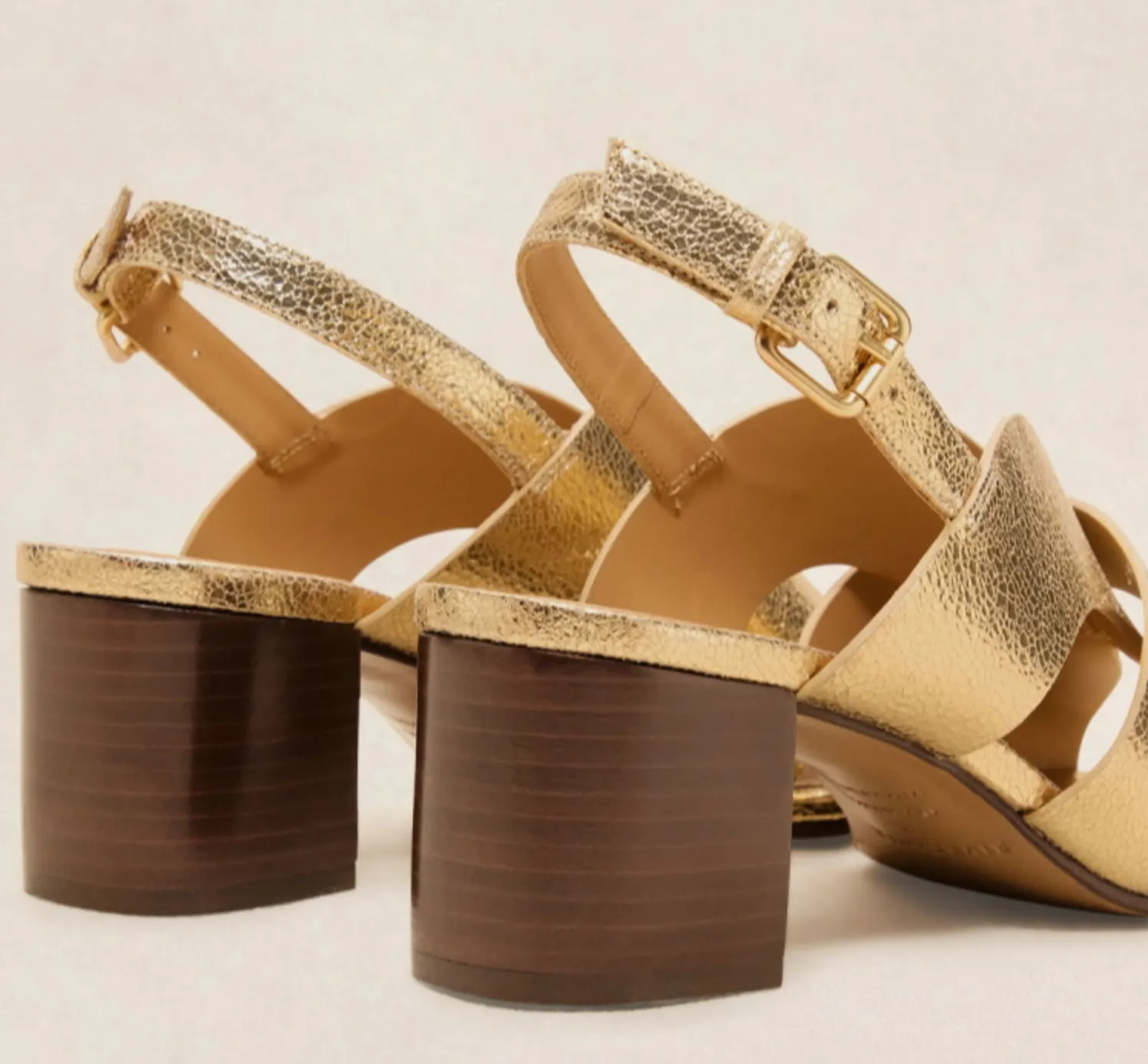 Rivecour N°551 Gold Leather Heeled Sandals