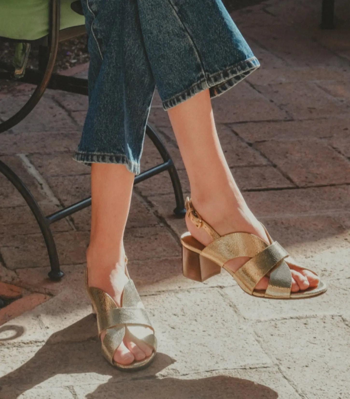 Rivecour N°551 Gold Leather Heeled Sandals