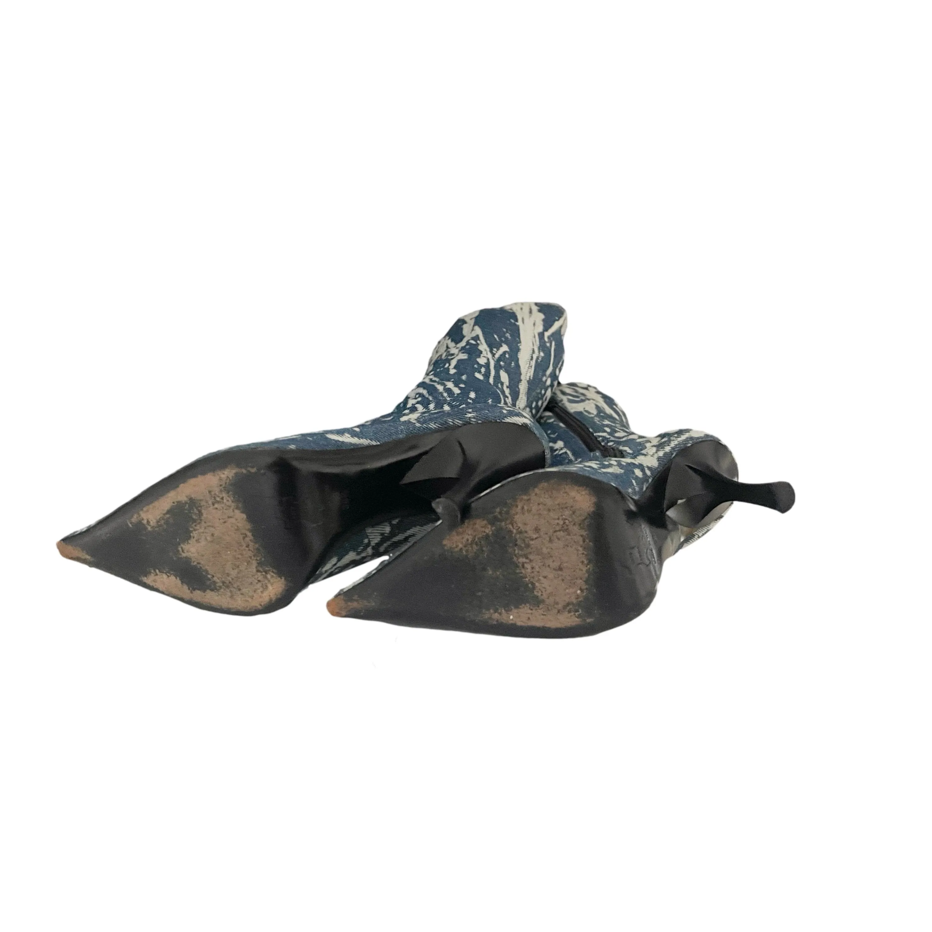 Roberto Cavalli Denim Tie Dye Knee Length Boots