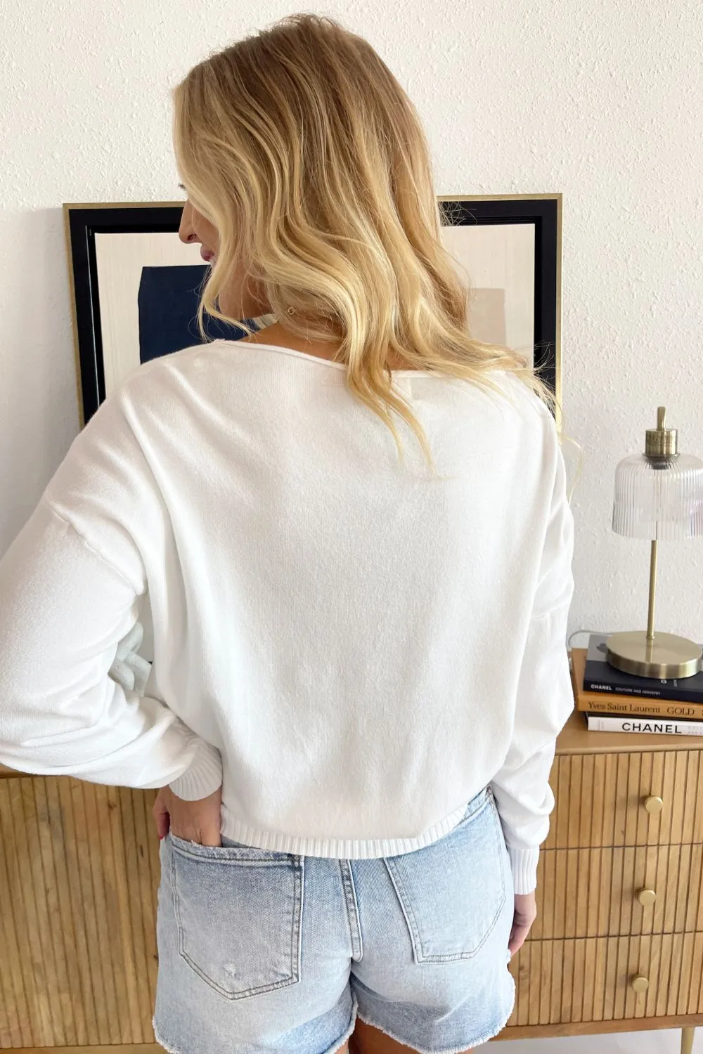 Rolled Boat Neck Light Sweater
