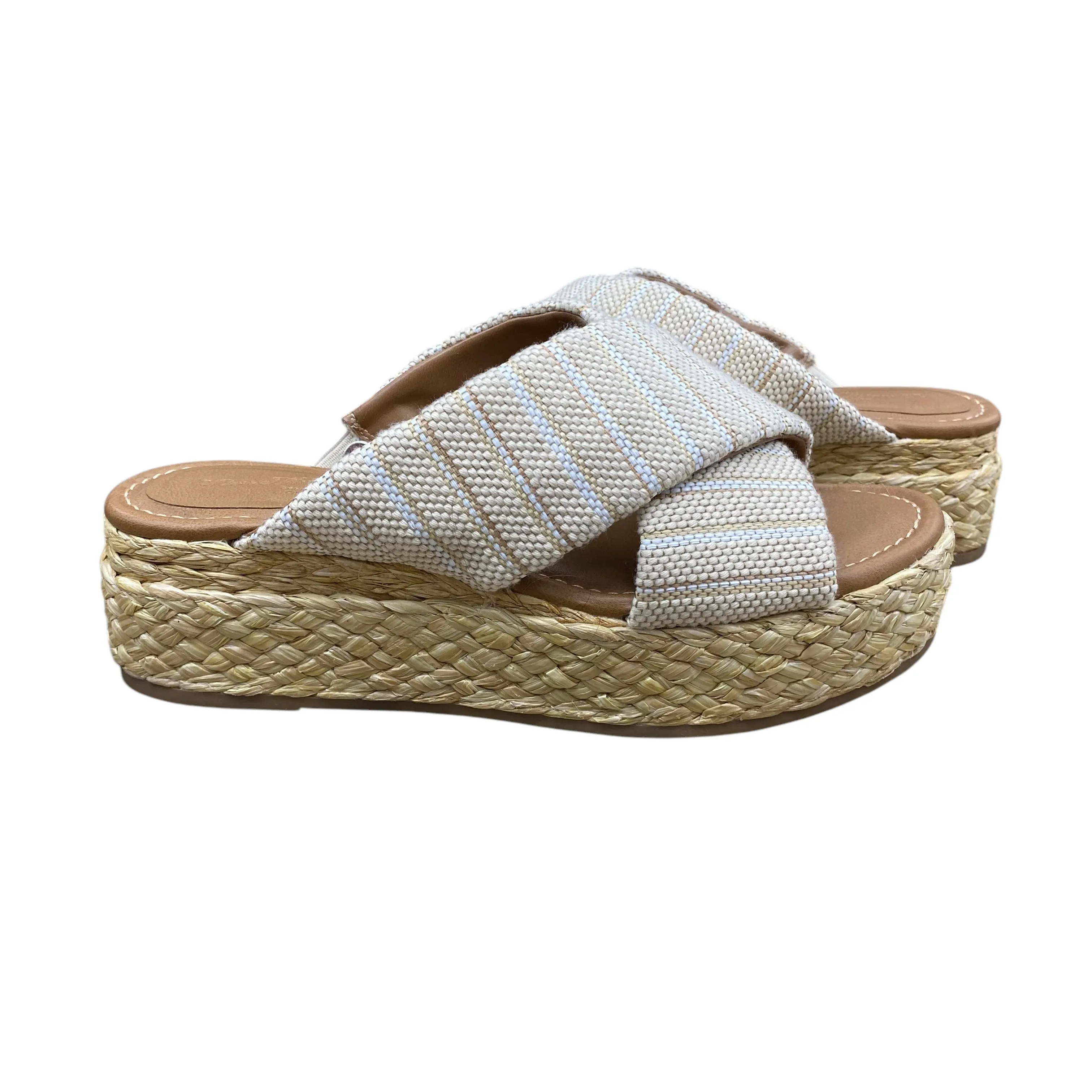 Sandals Heels Platform By Universal Thread In Tan & White, Size:8