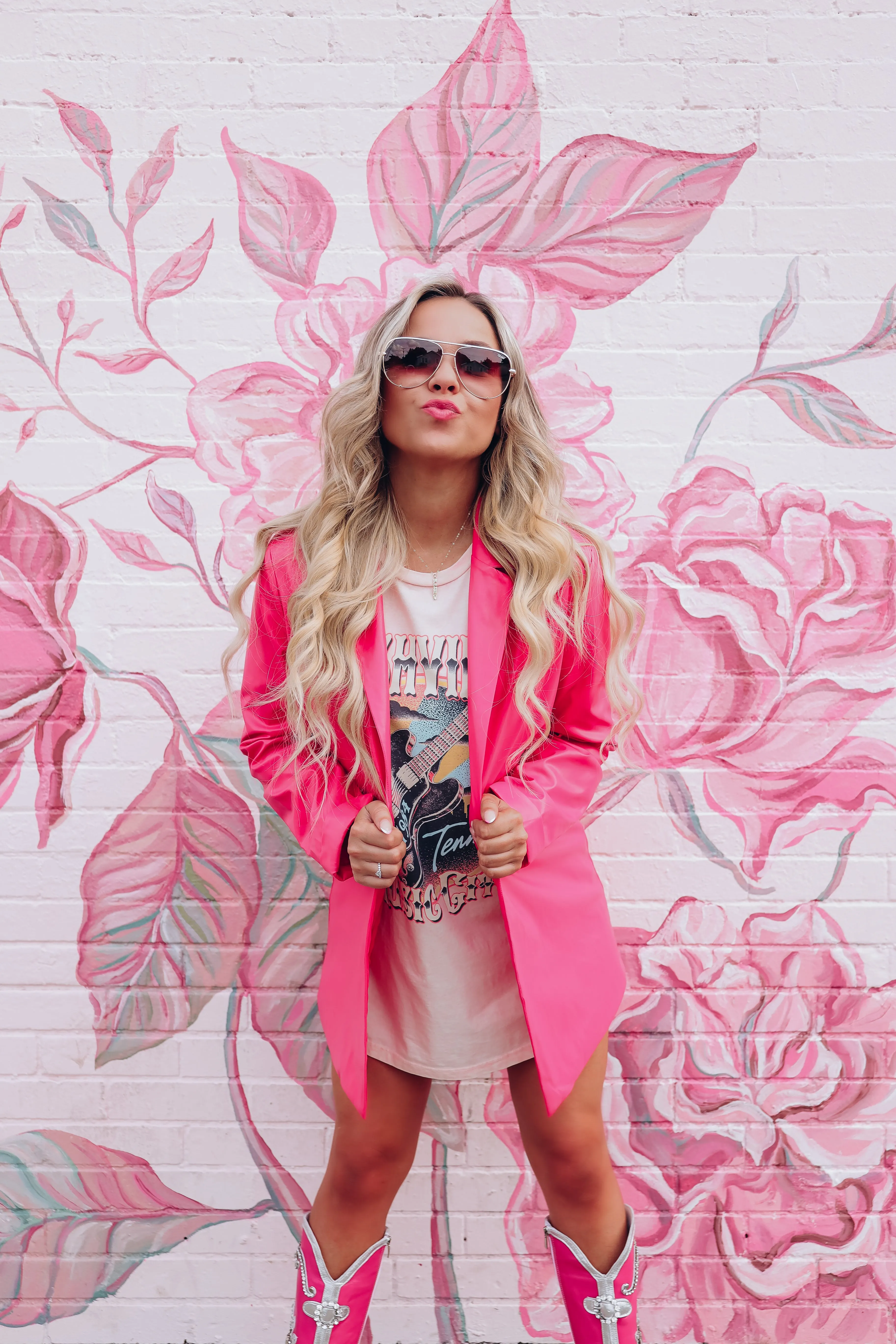 Seventh Avenue Faux Leather Blazer - Hot Pink