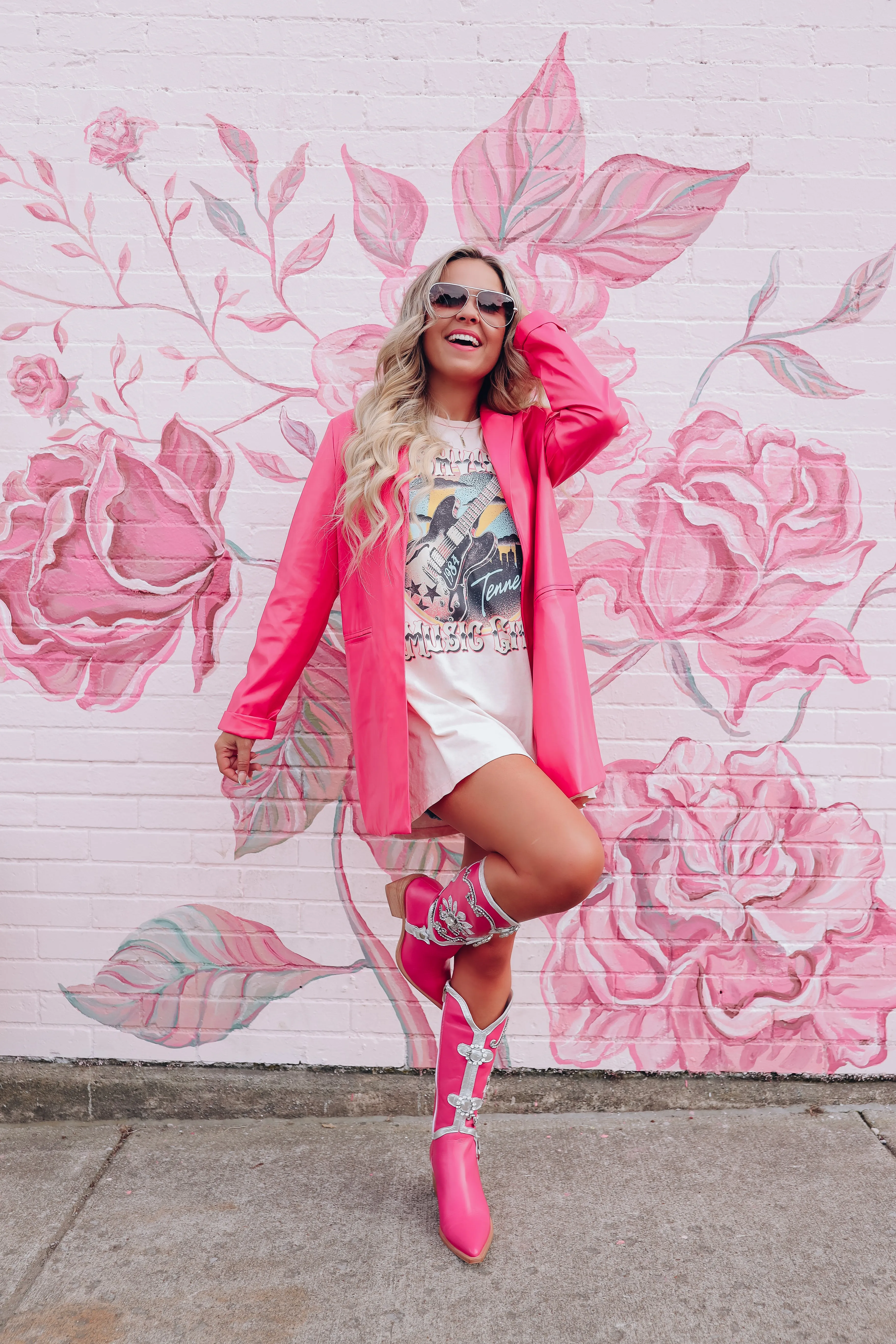 Seventh Avenue Faux Leather Blazer - Hot Pink