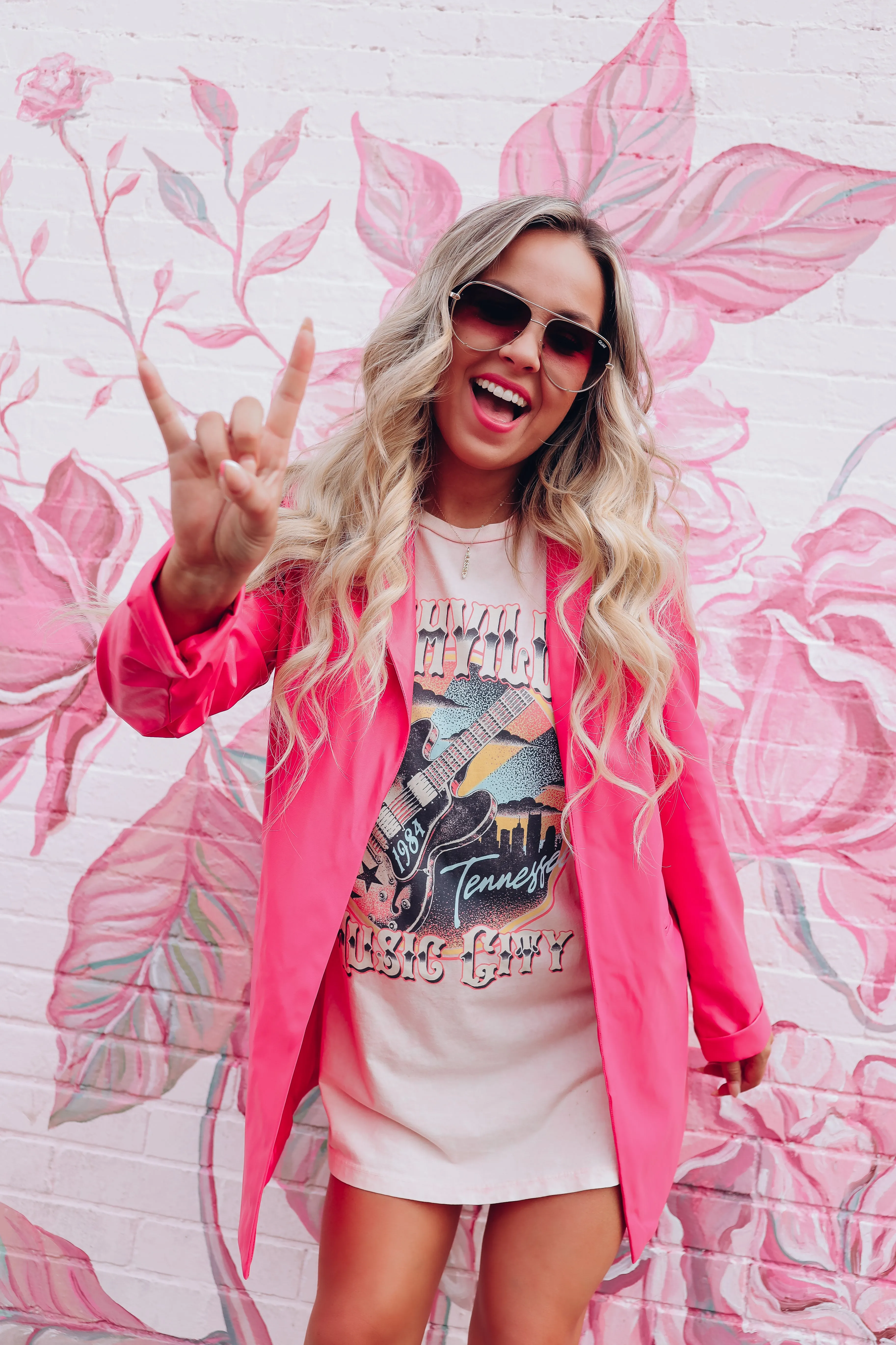 Seventh Avenue Faux Leather Blazer - Hot Pink