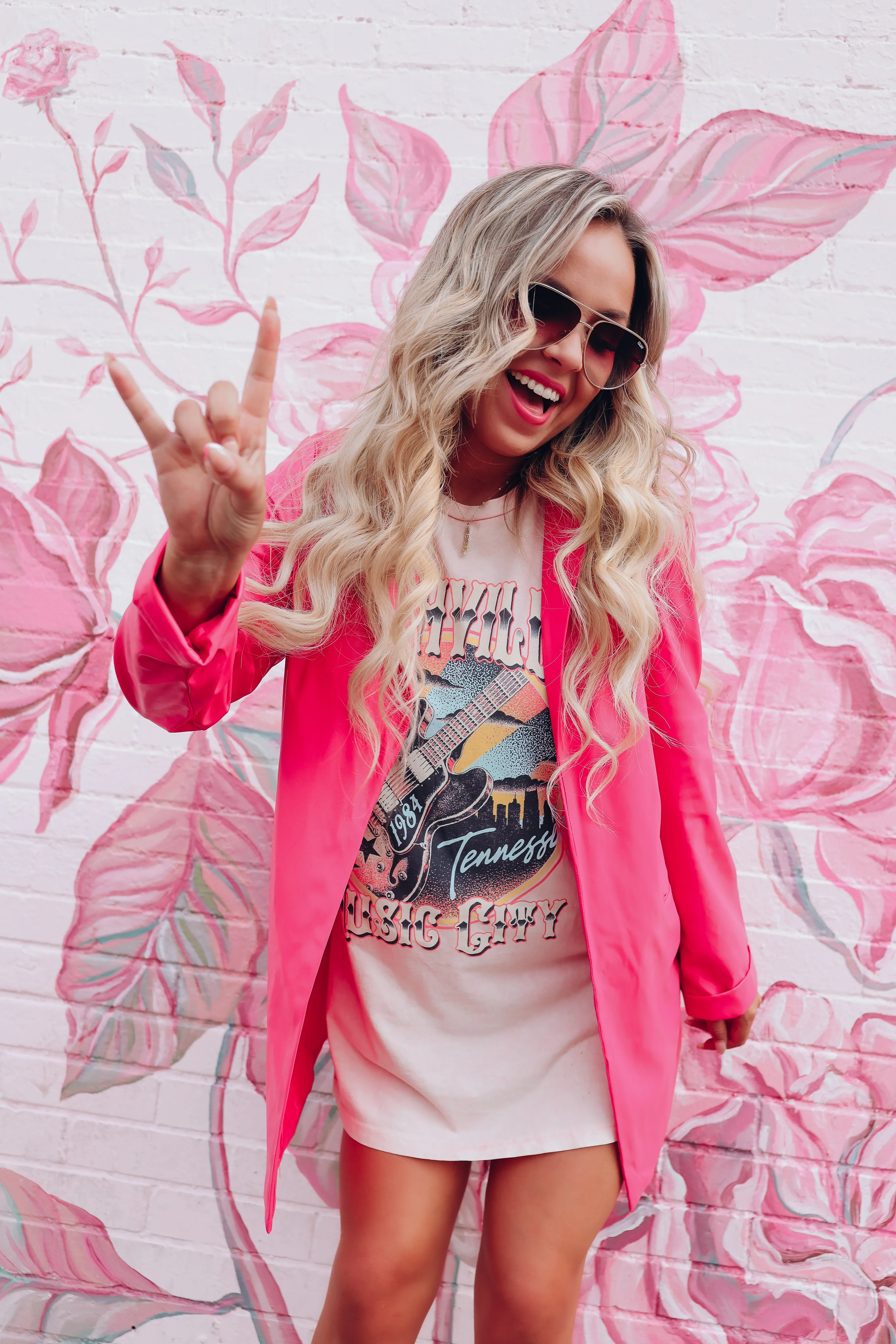 Seventh Avenue Faux Leather Blazer - Hot Pink