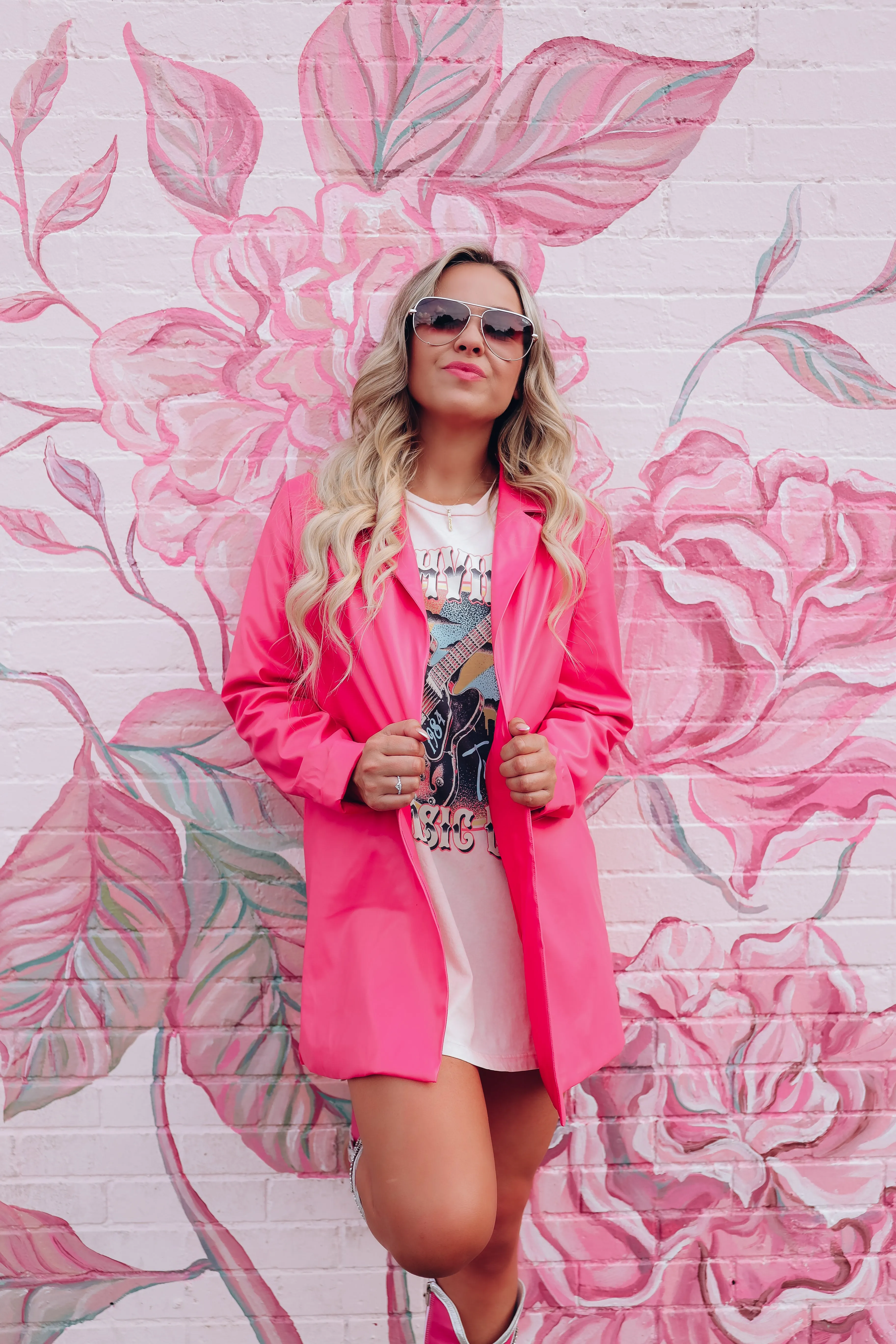 Seventh Avenue Faux Leather Blazer - Hot Pink