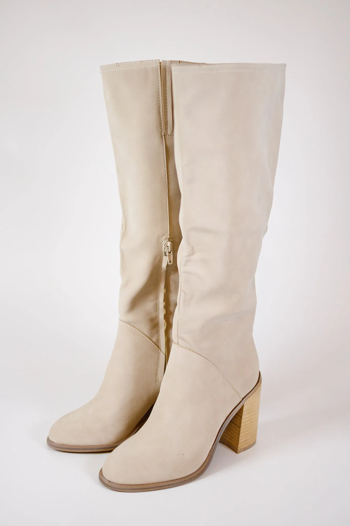 Shiloh Knee High Heel Boots, LT TAUPE
