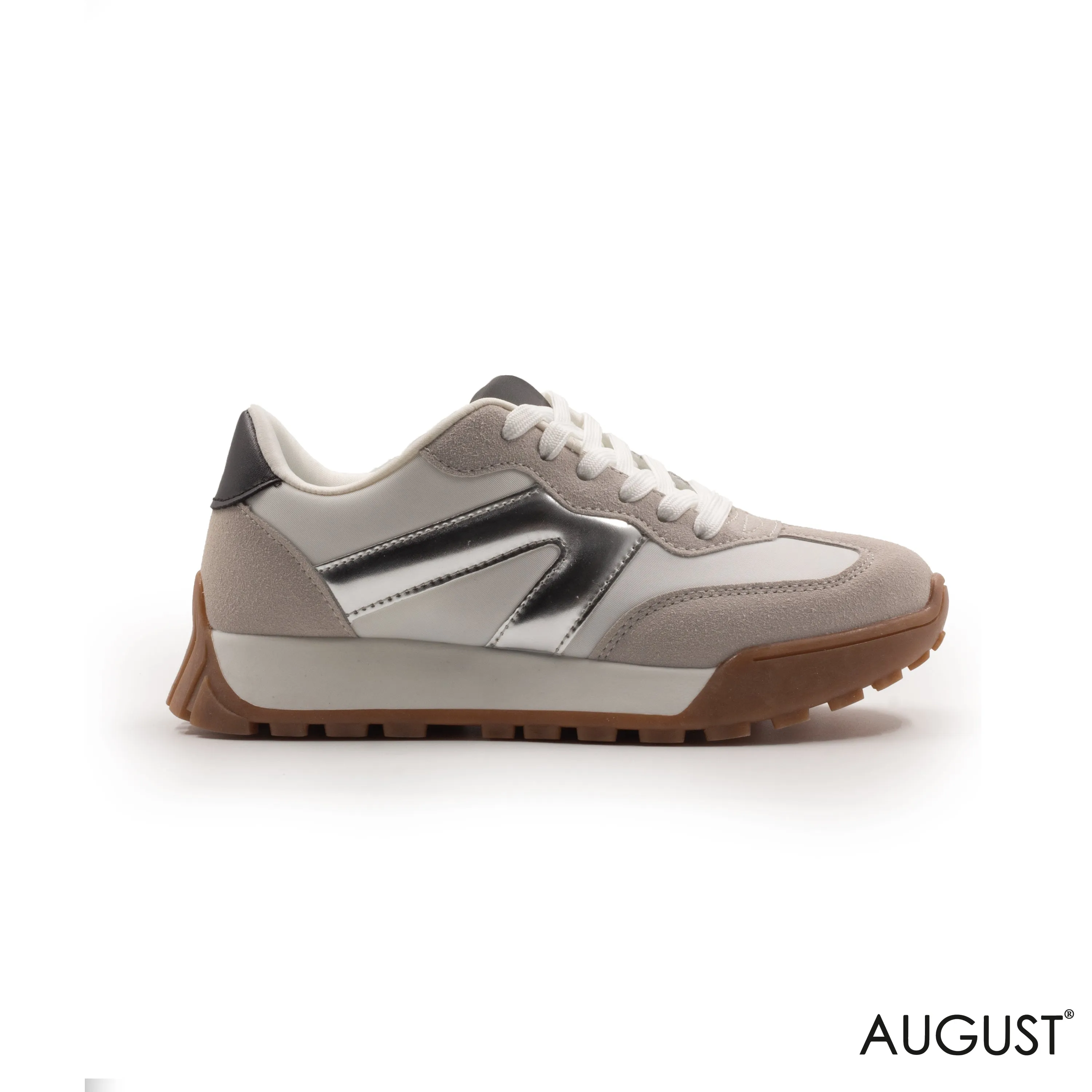 SNEAKERS NYLON-BLEND AND TRIMMED WITH LEATHER AND SUEDE RUBBER SOLE